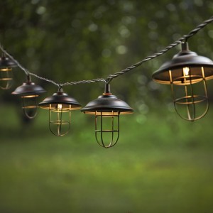 hood and cage string lights